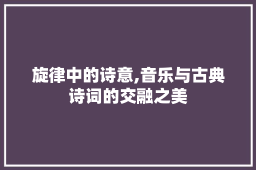 旋律中的诗意,音乐与古典诗词的交融之美