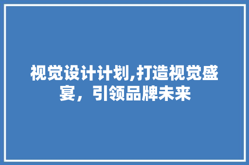 视觉设计计划,打造视觉盛宴，引领品牌未来