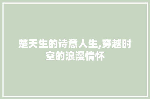 楚天生的诗意人生,穿越时空的浪漫情怀