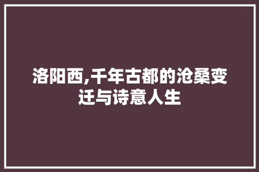 洛阳西,千年古都的沧桑变迁与诗意人生