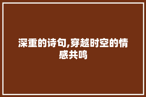 深重的诗句,穿越时空的情感共鸣