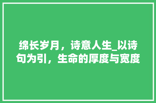 绵长岁月，诗意人生_以诗句为引，生命的厚度与宽度