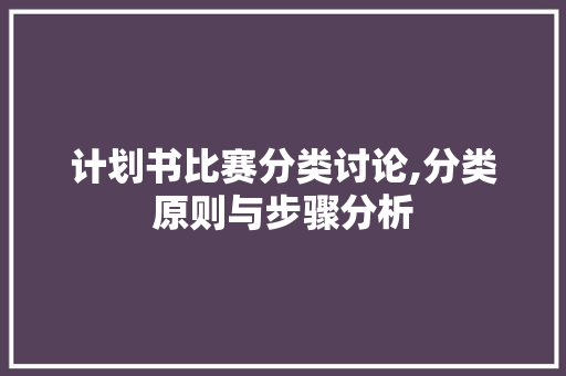 计划书比赛分类讨论,分类原则与步骤分析