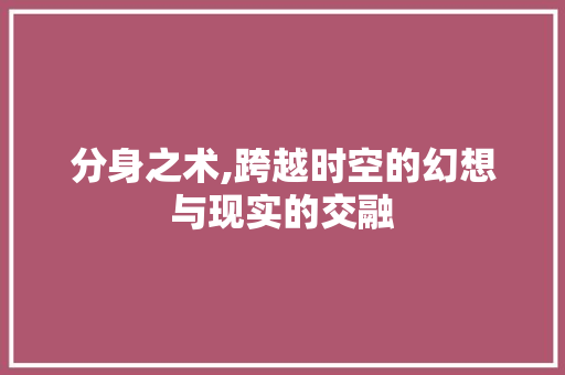 分身之术,跨越时空的幻想与现实的交融