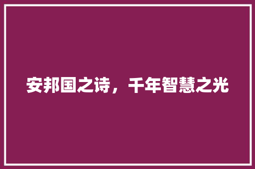 安邦国之诗，千年智慧之光