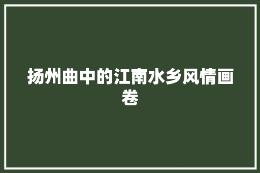 扬州曲中的江南水乡风情画卷