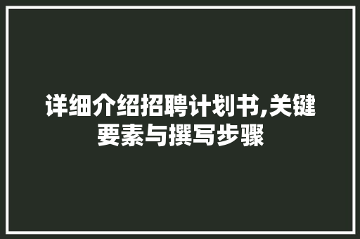 详细介绍招聘计划书,关键要素与撰写步骤