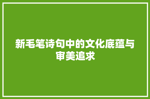 新毛笔诗句中的文化底蕴与审美追求