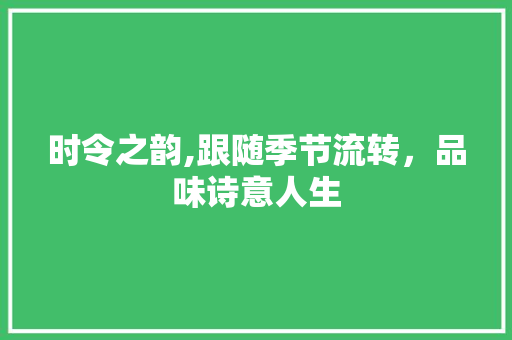 时令之韵,跟随季节流转，品味诗意人生