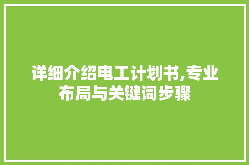 详细介绍电工计划书,专业布局与关键词步骤