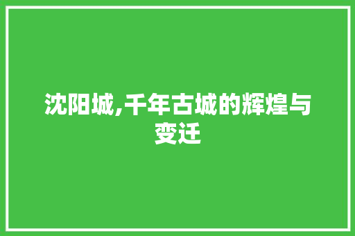 沈阳城,千年古城的辉煌与变迁