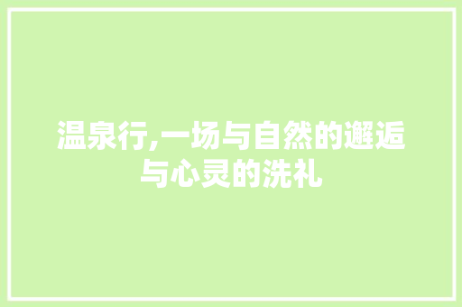 温泉行,一场与自然的邂逅与心灵的洗礼