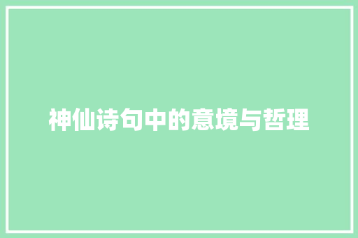神仙诗句中的意境与哲理