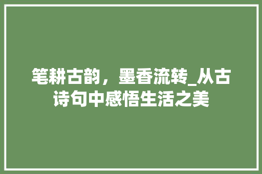笔耕古韵，墨香流转_从古诗句中感悟生活之美