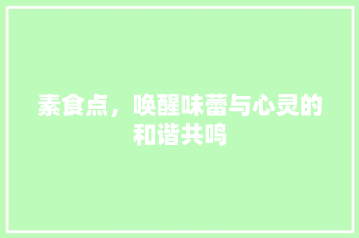 素食点，唤醒味蕾与心灵的和谐共鸣