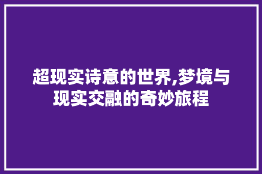 超现实诗意的世界,梦境与现实交融的奇妙旅程