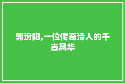 郭汾阳,一位传奇诗人的千古风华