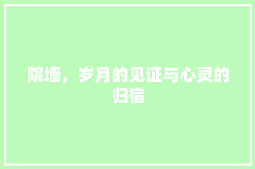 院墙，岁月的见证与心灵的归宿