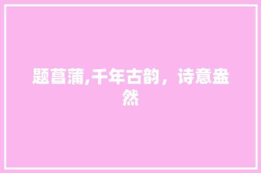 题菖蒲,千年古韵，诗意盎然