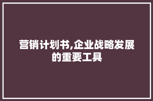 营销计划书,企业战略发展的重要工具