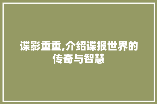 谍影重重,介绍谍报世界的传奇与智慧