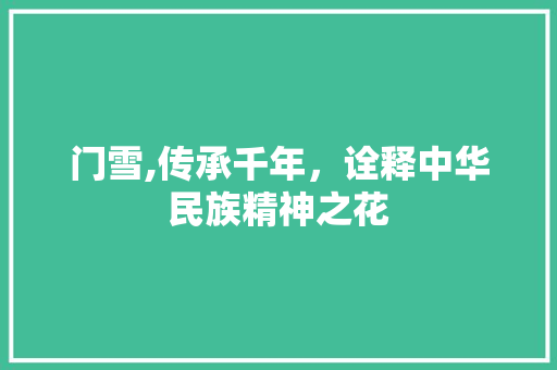 门雪,传承千年，诠释中华民族精神之花
