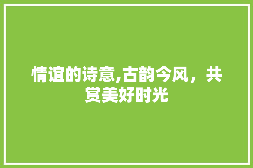 情谊的诗意,古韵今风，共赏美好时光