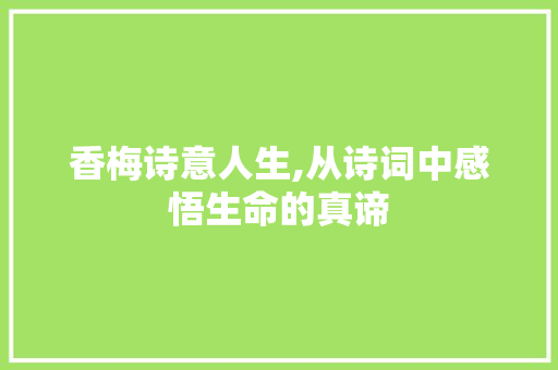 香梅诗意人生,从诗词中感悟生命的真谛
