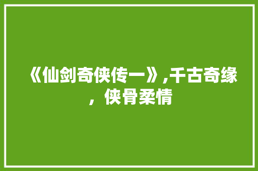 《仙剑奇侠传一》,千古奇缘，侠骨柔情 采访稿