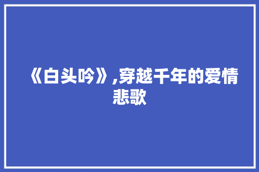 《白头吟》,穿越千年的爱情悲歌 生活随笔
