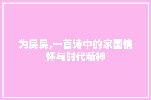 为民民,一首诗中的家国情怀与时代精神