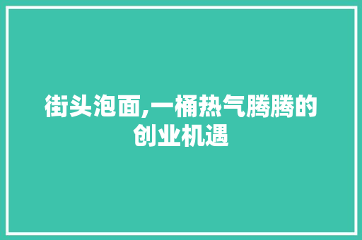 街头泡面,一桶热气腾腾的创业机遇