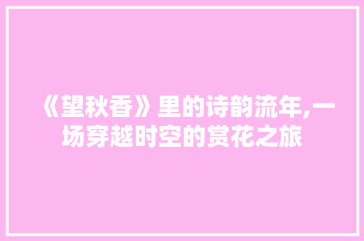 《望秋香》里的诗韵流年,一场穿越时空的赏花之旅