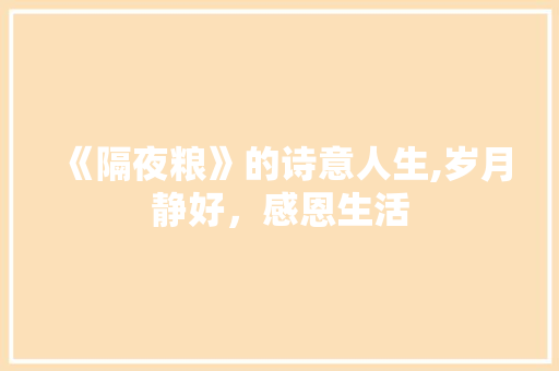 《隔夜粮》的诗意人生,岁月静好，感恩生活