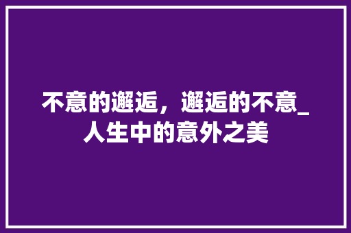 不意的邂逅，邂逅的不意_人生中的意外之美