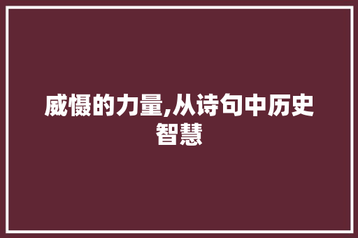 威慑的力量,从诗句中历史智慧