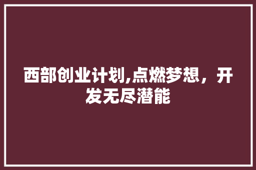 西部创业计划,点燃梦想，开发无尽潜能