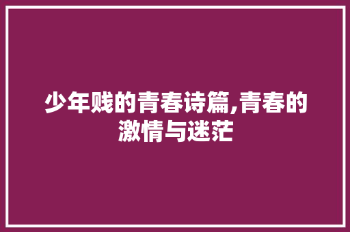 少年贱的青春诗篇,青春的激情与迷茫