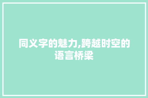 同义字的魅力,跨越时空的语言桥梁