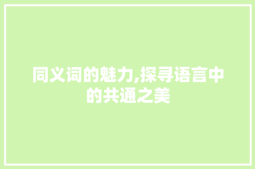 同义词的魅力,探寻语言中的共通之美