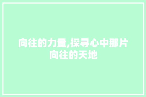 向往的力量,探寻心中那片向往的天地