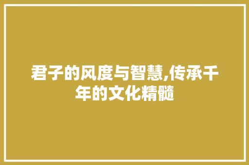 君子的风度与智慧,传承千年的文化精髓