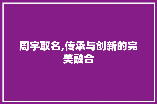 周字取名,传承与创新的完美融合
