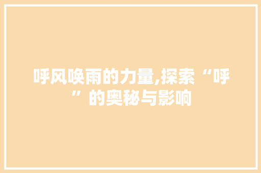 呼风唤雨的力量,探索“呼”的奥秘与影响