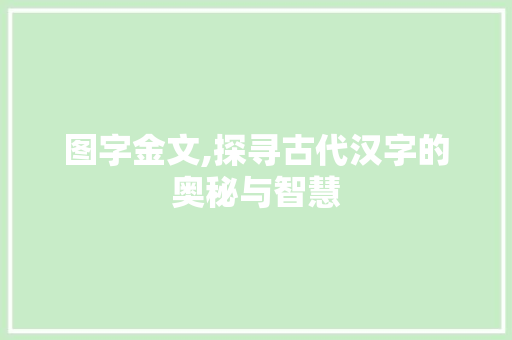 图字金文,探寻古代汉字的奥秘与智慧