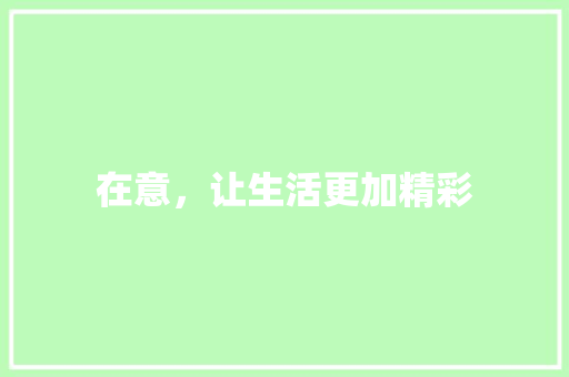 在意，让生活更加精彩