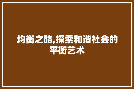 均衡之路,探索和谐社会的平衡艺术
