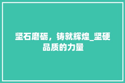 坚石磨砺，铸就辉煌_坚硬品质的力量