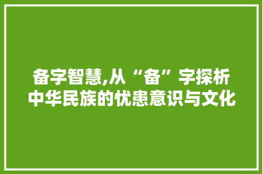 备字智慧,从“备”字探析中华民族的忧患意识与文化传承