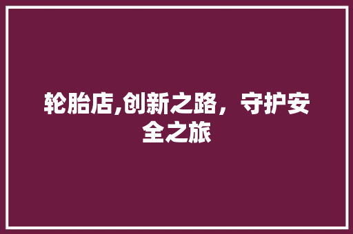 轮胎店,创新之路，守护安全之旅